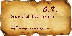 Országh Kálmán névjegykártya
